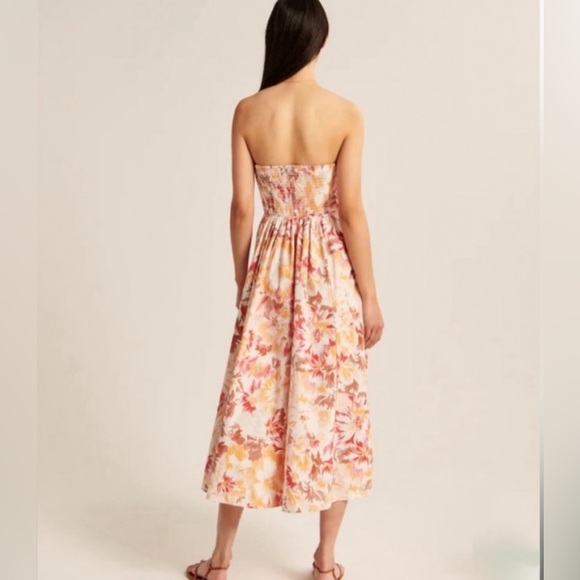 NWT ABERCROMBIE & FITCH Floral Poplin Convertible Strapless Midi Dress L - Picture 3 of 14